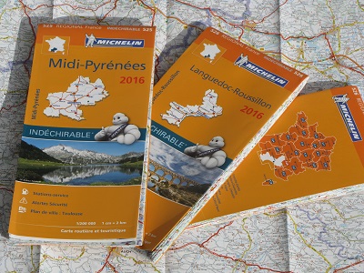 Cartes Michelin Midi-Pyrénées et Languedoc-Roussillon.